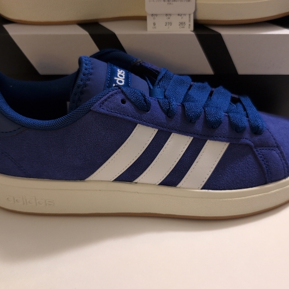 Size 9 - Adidas Grand Court Base 00s Blue And White Mens Sneakers IH1039 - Picture 5 of 6